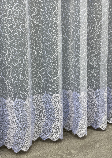 Тюль органза с вышивкой и люрексом цвет голубой с белым 1690т Киев - изображение 6