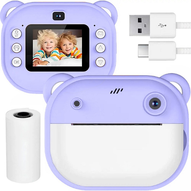 Детский фотоаппарат моментальной печати + рулон термобумаги,Фиолетовый SBR Киев - изображение 1