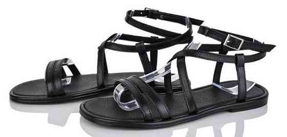 Mermaid Босоніжки жіночі чорні Mermaid 343 літні з натуральної шкіри / Шкіряні босоніжки на низ Коломыя