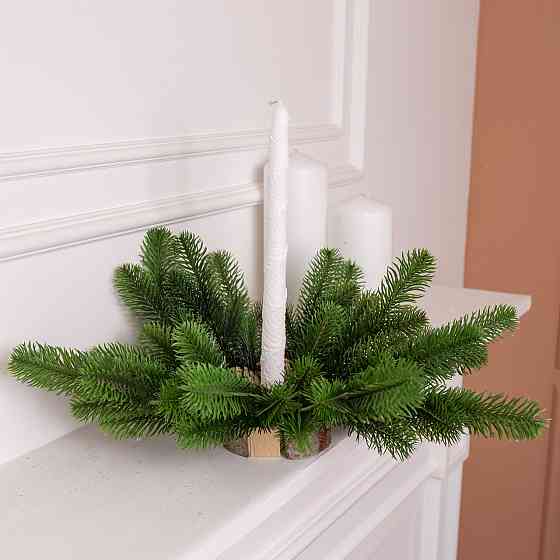 Lugi Штучний підсвічник вінок Новорічний з декором зелений на 1 свічку SOK-O-1 Коломия