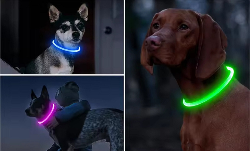 Светящийся ошейник для собак или котов с USB зарядкой имеет три режима свечения S 35 см розовый Киев - изображение 4