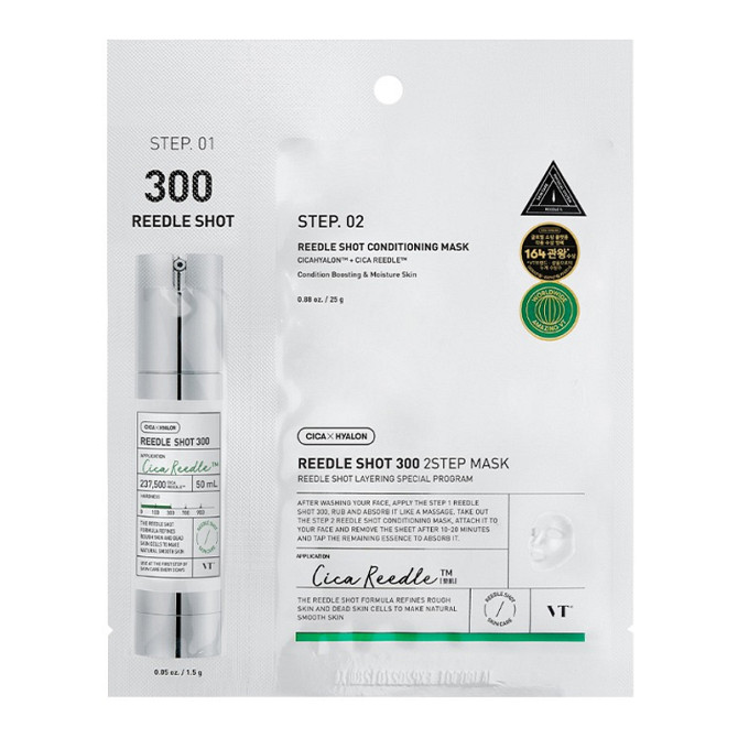 Тканинна маска зміцнювальна для обличчя Mild Reedle Shot 300 2-Step Mask VT Cosmetics 1 шт Вінниця - фото 1