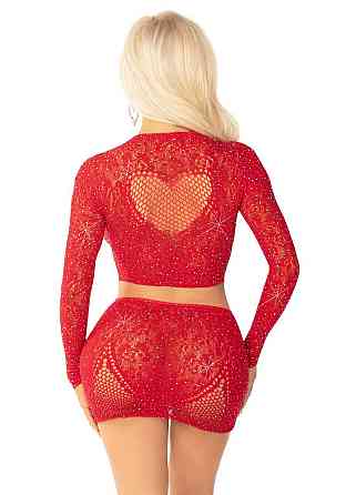 Комплект Leg Avenue Rhinestone Crop Top and Mini Skirt One Size, Red Sex Aura Киев