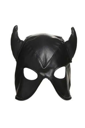 Маска з рогами Master Series: Dungeon Demon Bondage Mask with Horns, чорна Львів