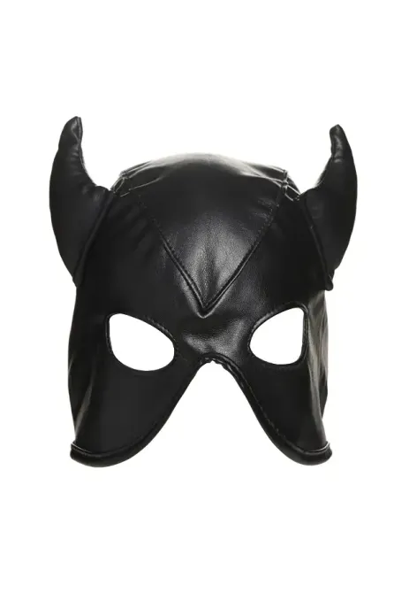 Маска з рогами Master Series: Dungeon Demon Bondage Mask with Horns, чорна Львов - изображение 2