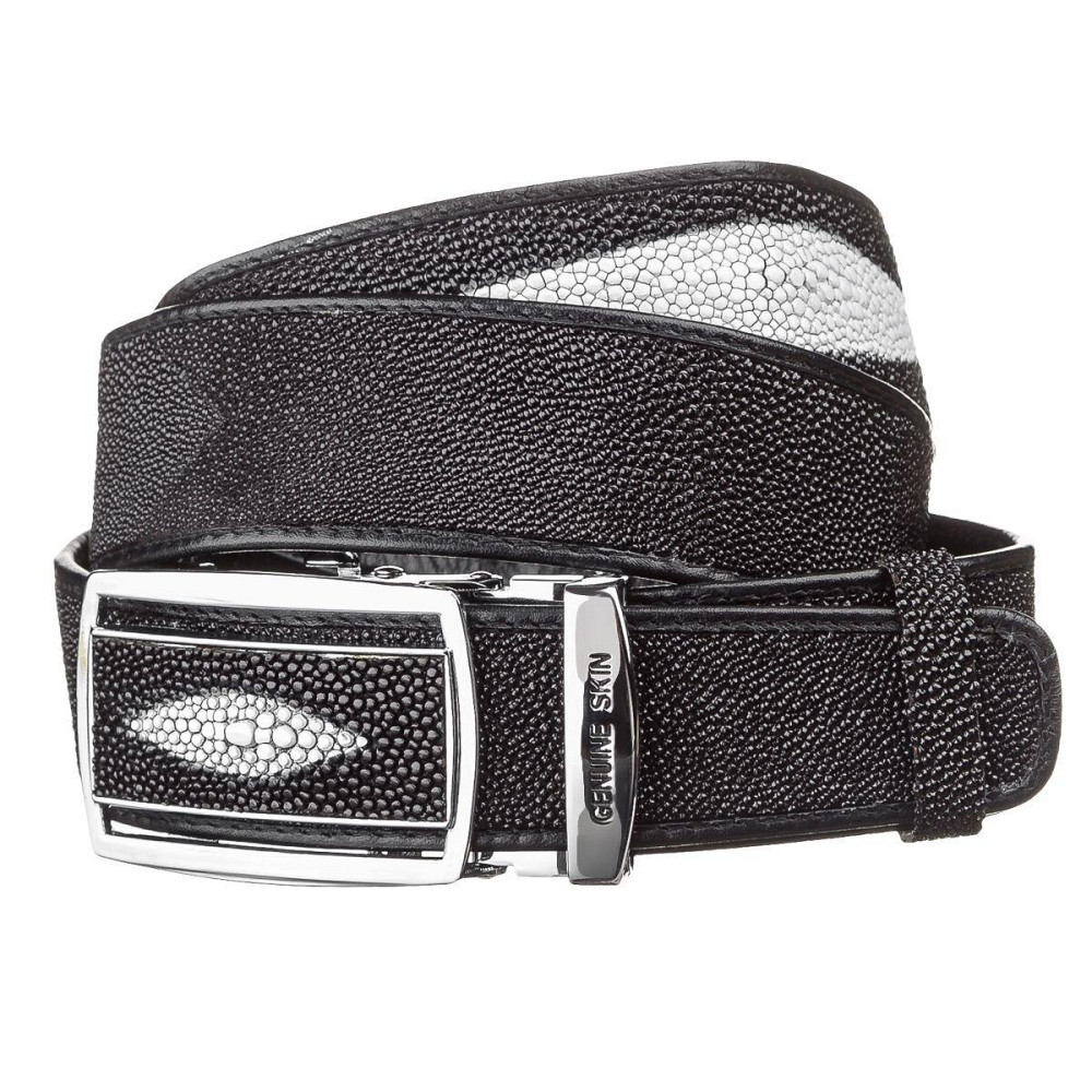 Ремінь-автомат STINGRAY LEATHER 18203 з натуральної шкіри морського ската Чорний Київ - фото 1