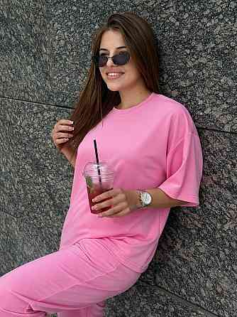 Спортивный костюм женский футболка и штаны джогеры Розовый XL-XXL Харьков
