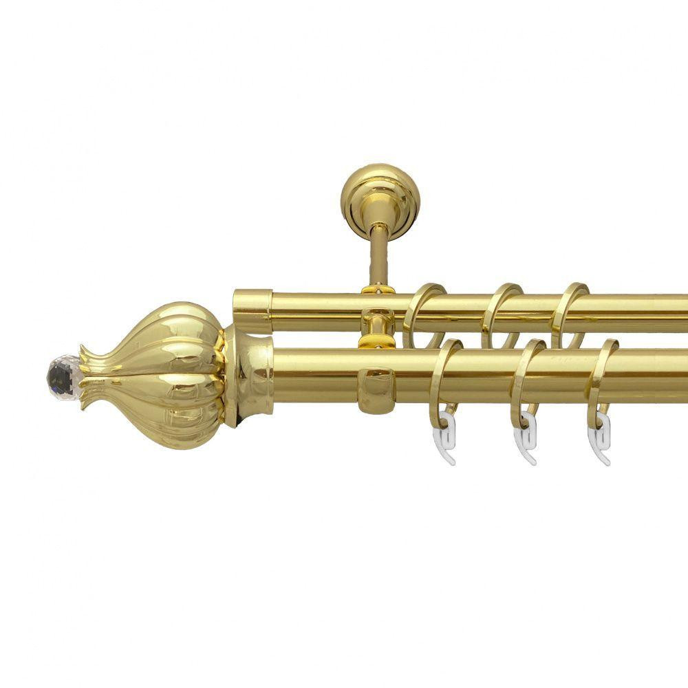 Карниз Orvit Таджа-Кристал металевий дворядний відкритий гладка труба кільце фасонне металеве Золото 25\19 мм Львов - изображение 1