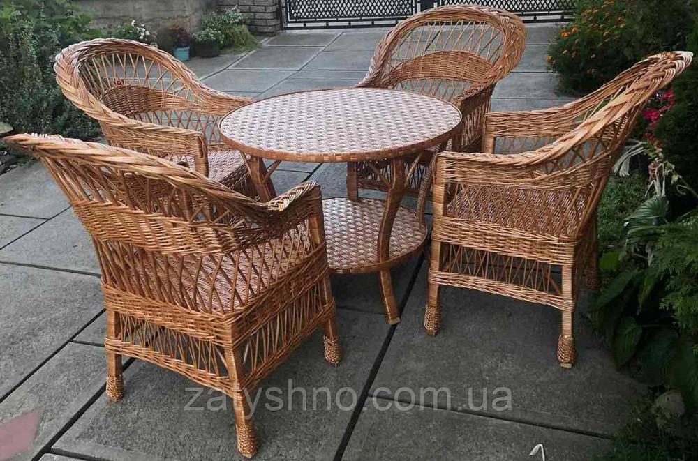 Мебель из лозы для 4  | Плетеная мебель из лозы |мебель плетеная   с круглым столом Киев - изображение 3