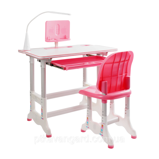 Парта школьная детская со стульчиком и лампой UL-90311 / Комплект растущая парта и стул розовый Хмельницкий