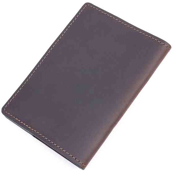 Надійна обкладинка на паспорт у вінтажній шкірі Коричнева (GRANDE PELLE) Київ