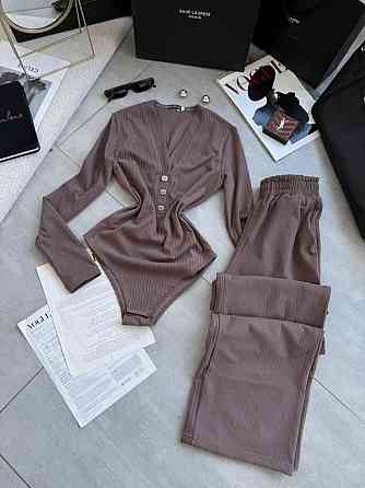 Женский базовый костюм двойка: боди и брюки из ангоры рубчик Мокко, 48/50 Одесса