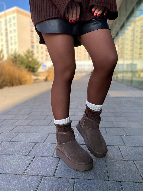 Угги жіночі HENGJI T56-7 шоколадні (зима, замша натуральна) (6010) Коломыя - изображение 5