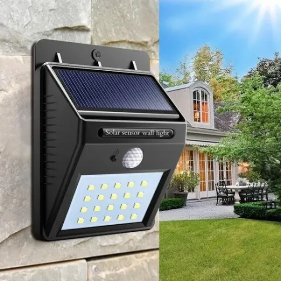 Уличный навесной фонарь с датчиком движения 609-20 диодов + solar 107х53х142 мм Время работы 8-10 часов Одесса