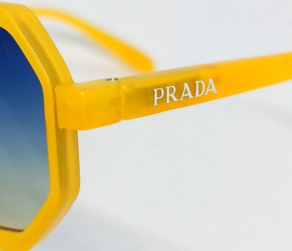 Брендовые очки унисекс синий градиент в жёлтой оправе узкие модные. Киев - изображение 1