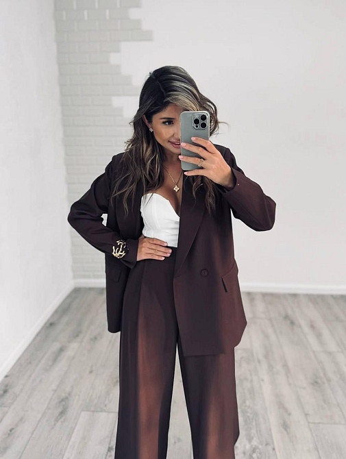 Женский стильный классический костюм двойка, костюмка Шоколад, 42/44 Одесса - изображение 2