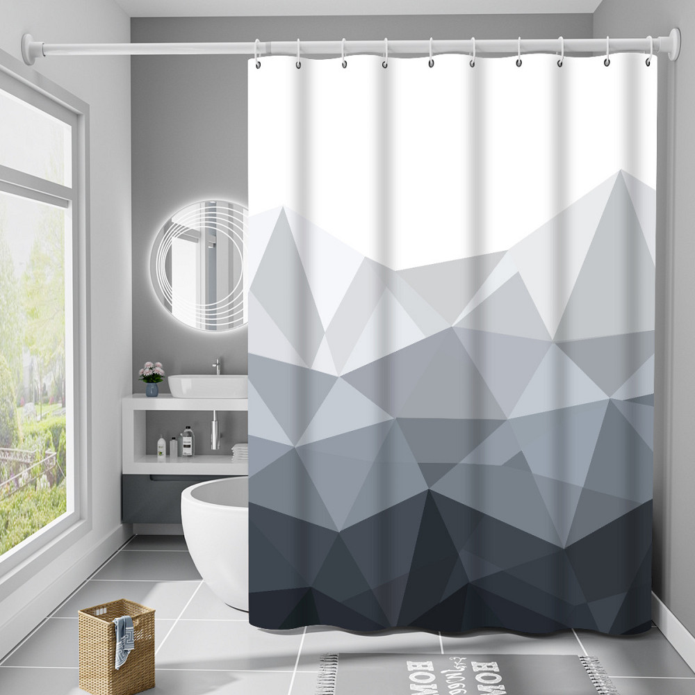 Шторка для ванной комнаты Bathlux 180 x 180 см с водоотталкивающим покрытием, белая с черным принтом Каменец-Подольский - изображение 3