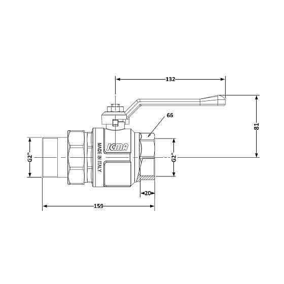 Кран кульовий "Американка" Icma 2" (PN40) прямий No347 Київ