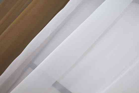 Кухонные шторы VR-Textil № 017к комбинированные с подвязками кофейный с белым 265х170 см (50-019) Киев