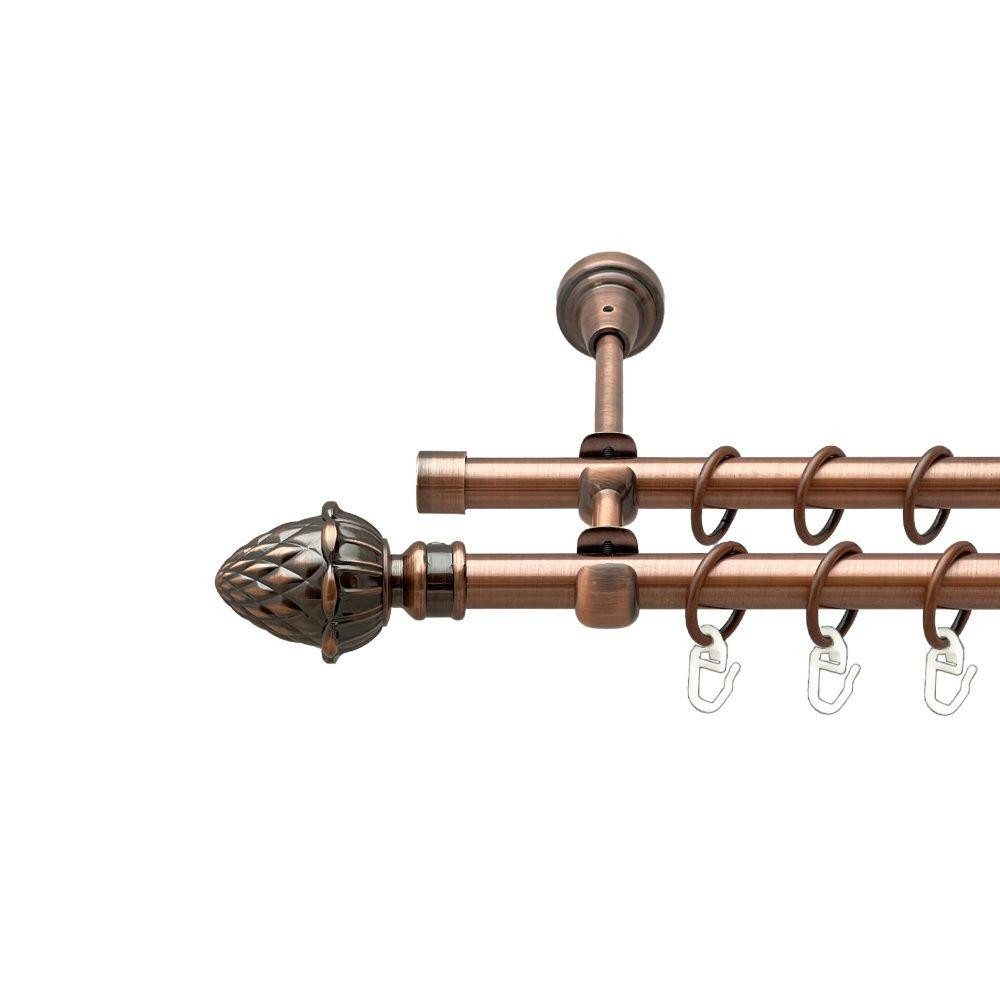 Карниз Orvit Цинара металевий дворядний відкритий гладка труба кільце металеве Мідь 16\16 мм 240 см (00-00020774) Львів - фото 1