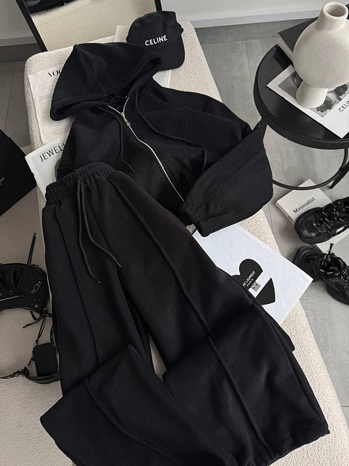 Женский теплый костюм двойка из двухстороннего флиса Черный, 50/52 Одесса - изображение 5