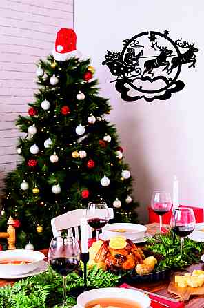 Декоративное настенное Панно «Новый год», Декор на стену 110*80 см, Чёрный Киев