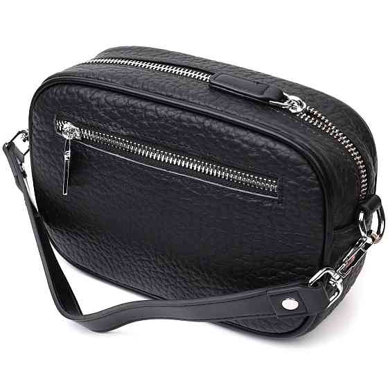 Стильная сумка декорированная металлическими кнопками из натуральной кожи Vintage 22333 Черная Киев