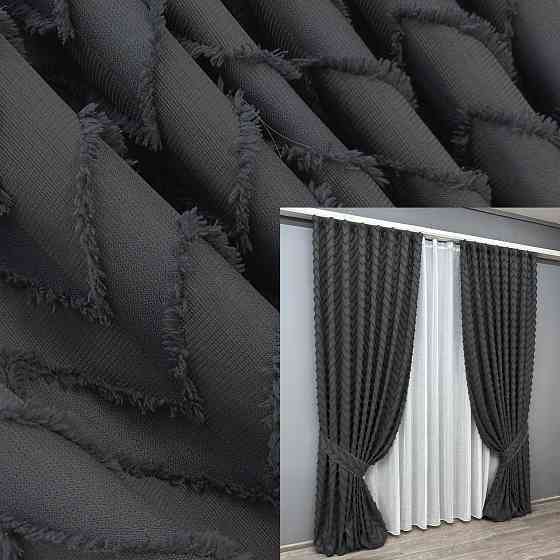 Комплект штор VR-Textil Лен Букле № 1810ш Графитовый 200х295 см 2 шт (32-128) Киев