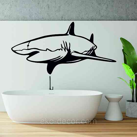 Декоративное настенное Панно «Акула» Декор на стену 90*44 см, Черный Киев