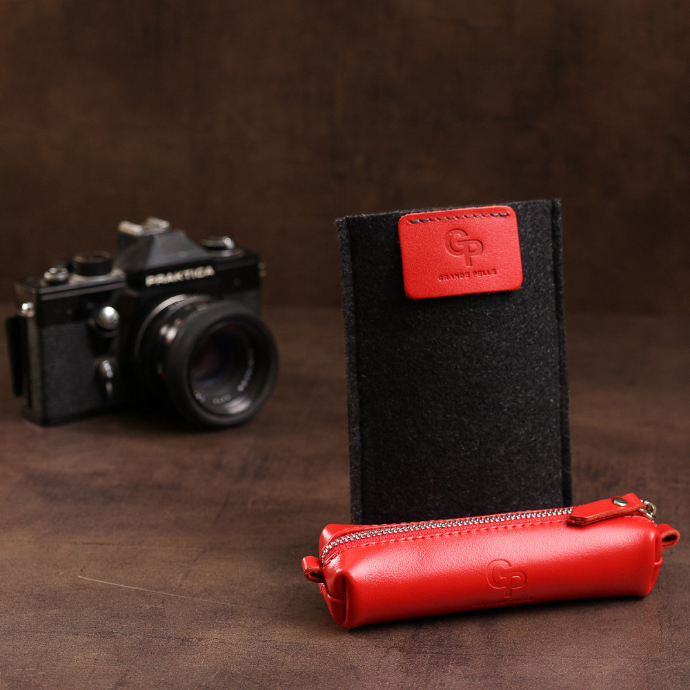 Небольшая кожаная ключница Красный (GRANDE PELLE) Киев - изображение 4