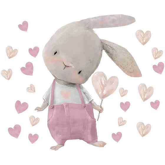 Наклейка декоративна вінілова в дитячу кімнату на стіну «Маленький зайчик» для дівчаток і хлопчиків 30х60 см Кам'янець-Подільський