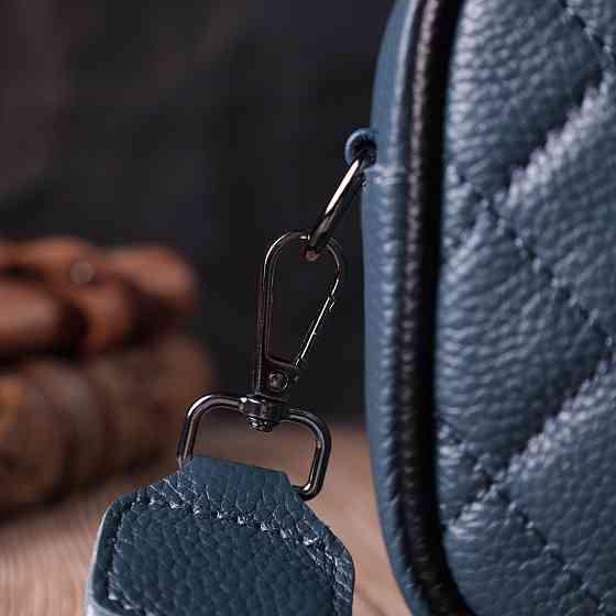 Кожаная сумка через плечо на одно отделение для женщин Синяя (Vintage) Киев