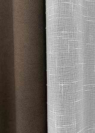 Комплект штор VR-Textil рогожка преміум TERRA LUXE 200х270 2шт і Тюль 500х270 1861ш-115т шоколадний з білим 71-079/6 Київ