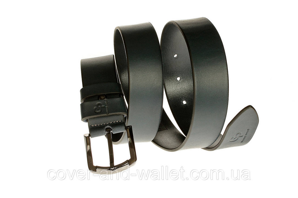 Універсальний гладкий чоловічий шкіряний ремінь Grande Pelle (чорний) Київ - фото 7