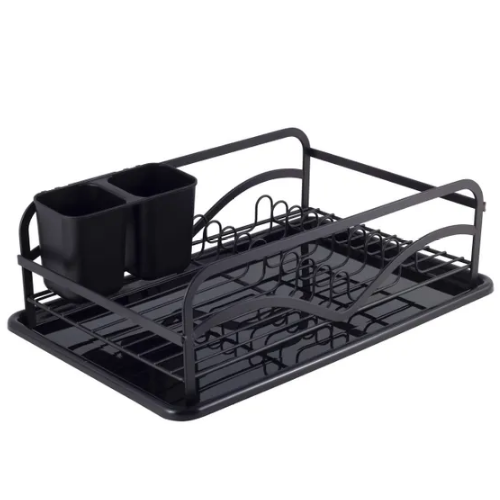 Сушарка для посуду 41,5*13,5*28см з піддоном алюміній чорний 0755 KAMILLE Житомир - изображение 4