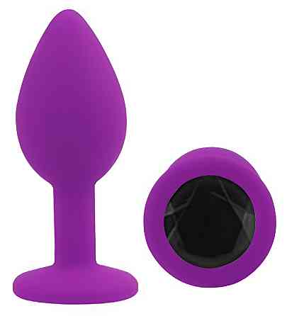 Силіконова анальна пробка EGZO - Silicone Purple Round Plug Black, size S Sex Aura Київ