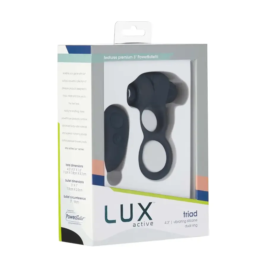 Подвійне ерекційне кільце з вібрацією Lux Active-Triad - Vibrating Dual Cock Ring, пульт ДК Львов - изображение 9