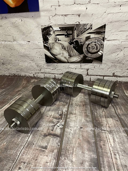 Гантелі набірні 2 по 36 кг гантелі, гирі, штанги і диски металеві без покриття Київ - фото 5