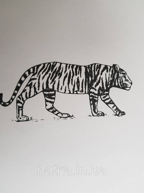 Шпалери флізелінові дитячі Caselio Our Planet тварини тигри чорні на білому тлі Київ - фото 2