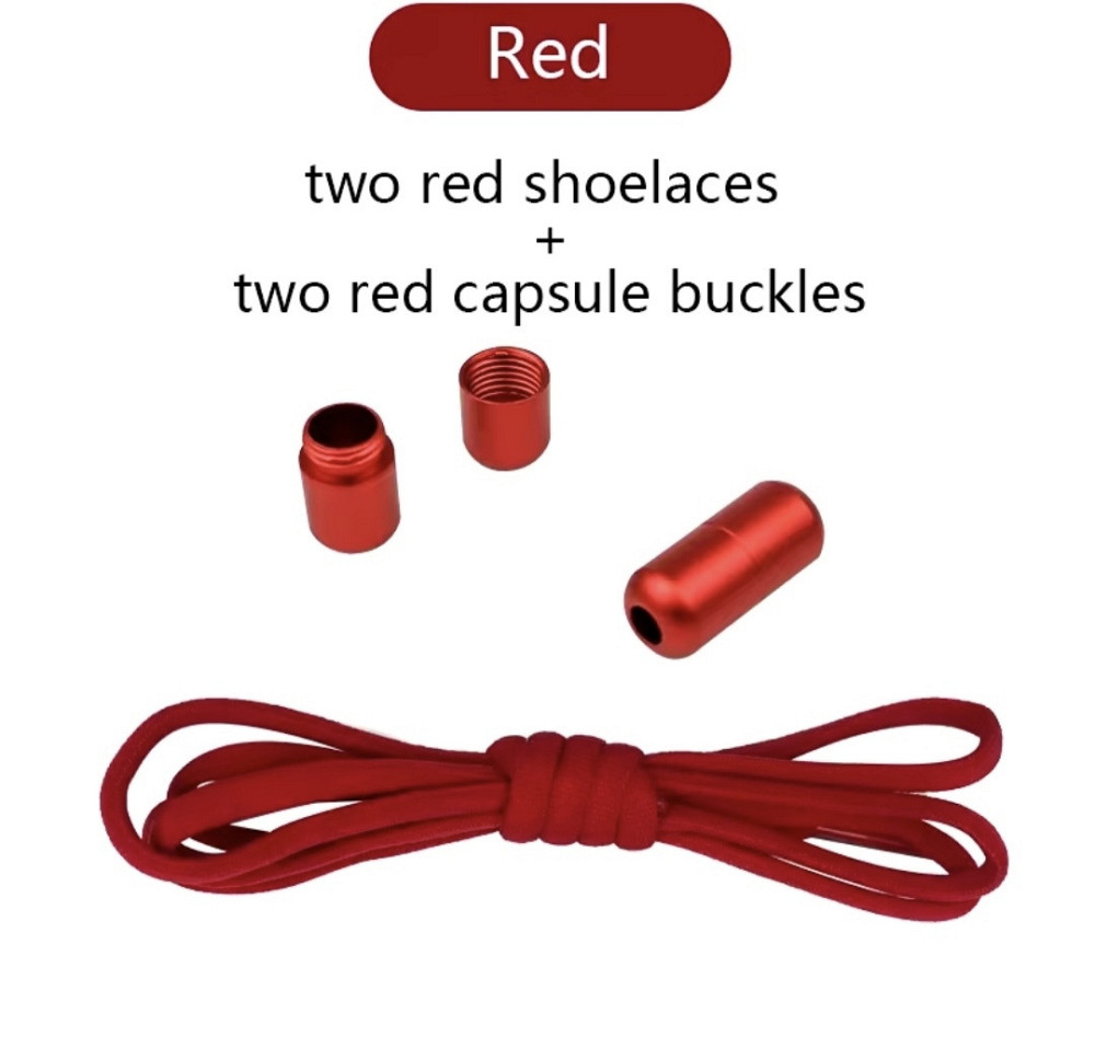 Шнурки еластичні без зав'язок з застібками в один колір Червоний Сміла - фото 1