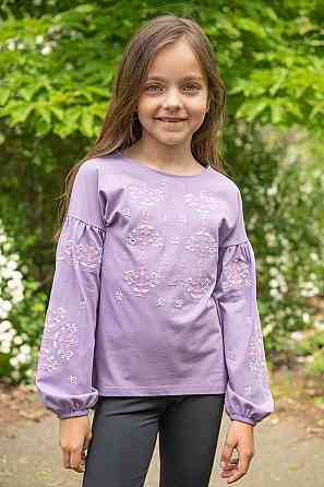 Вишиванка для дівчаток, бузкова 95% бавовняний топ Київ