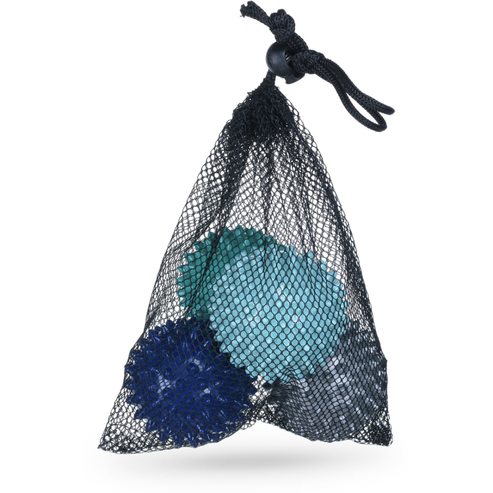 Набір масажних м'ячів Gymtek 65 мм 4 шт сіро-зелено-синій Київ - фото 2