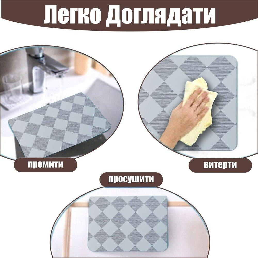 Антиковзаючий кухонний килимок - Абсорбуючий килимок для сушіння посуду - Килимок під кавоварку 40х55 см Сірий Буча - фото 5