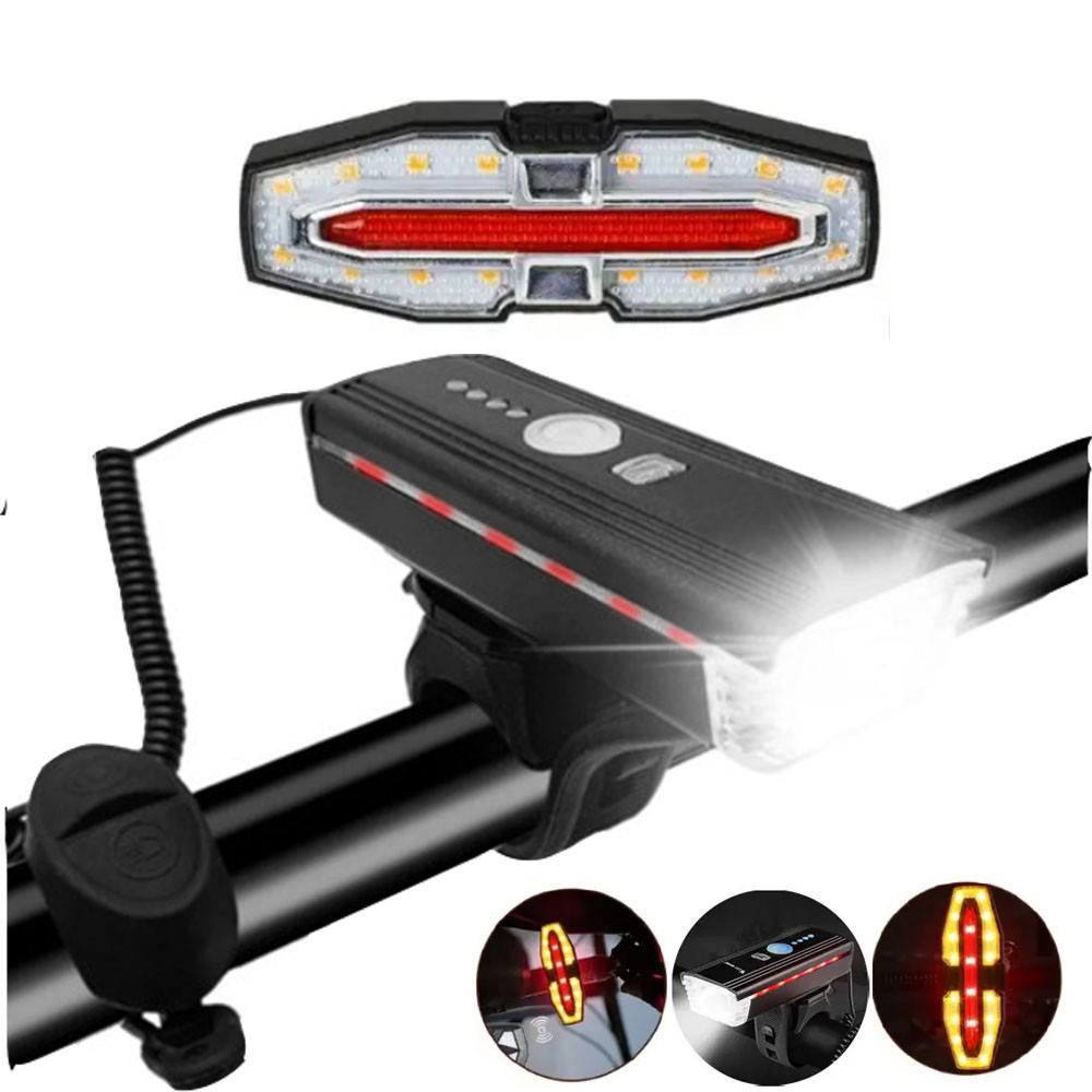 Подарунковий набір для велосипедиста Задній стоп із поворотниками та потужна велофара із сигналом на пульт Бровари - фото 1