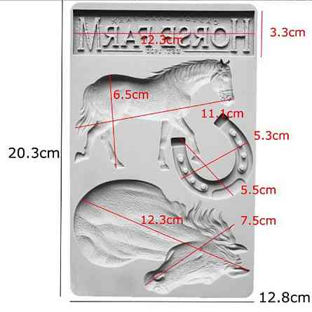 Молд силиконовый Лошадь и подкова 203 на 128 мм серый Киев