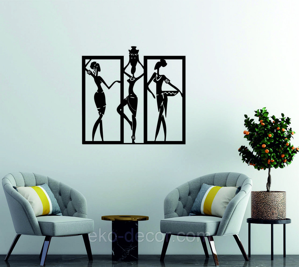 Декоративное настенное Панно «Девушка» Декор на стену 70*66 см, Черный Киев - изображение 3