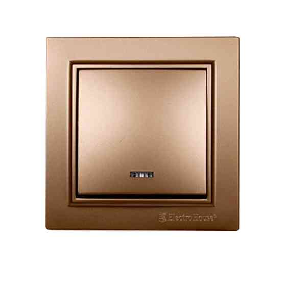 Вимикач одноклавішний з підсвічуванням, Enzo  розкішне золото Дніпро