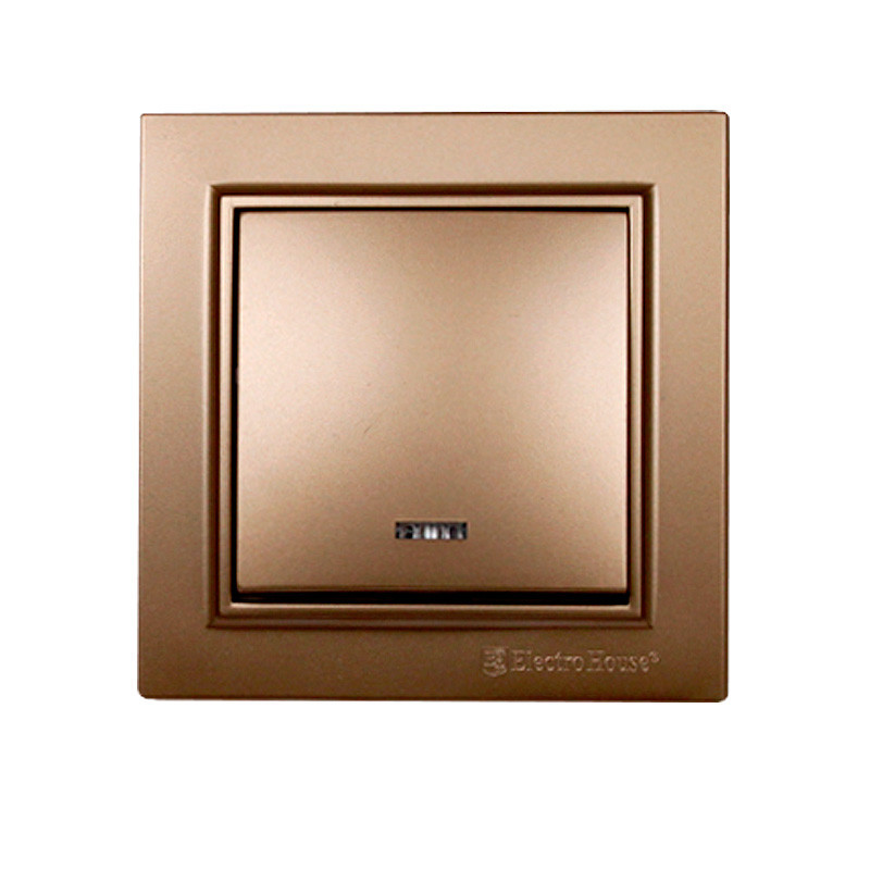 Выключатель одноклавишный с подсветкой, Enzo роскошное золото Днепр - изображение 1