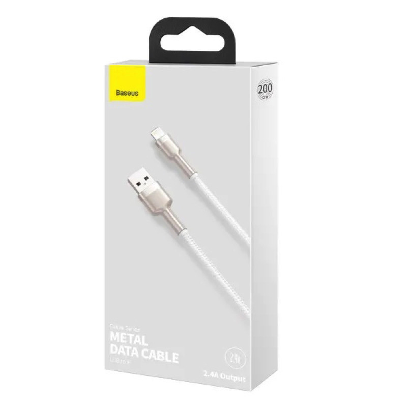 Кабель Baseus Cafule Series Metal Data Cable USB to IP 2.4A 1m White Одесса - изображение 2