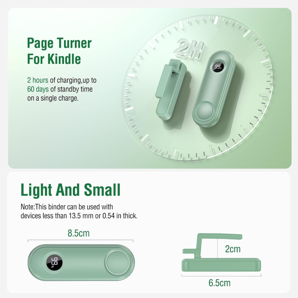 Пульт-перегортач сторінок 4smarts RCPT08 RF для Kindle, Kobo, iPad, iPhone, Android, LCD, Type-C, зелений Київ - фото 7